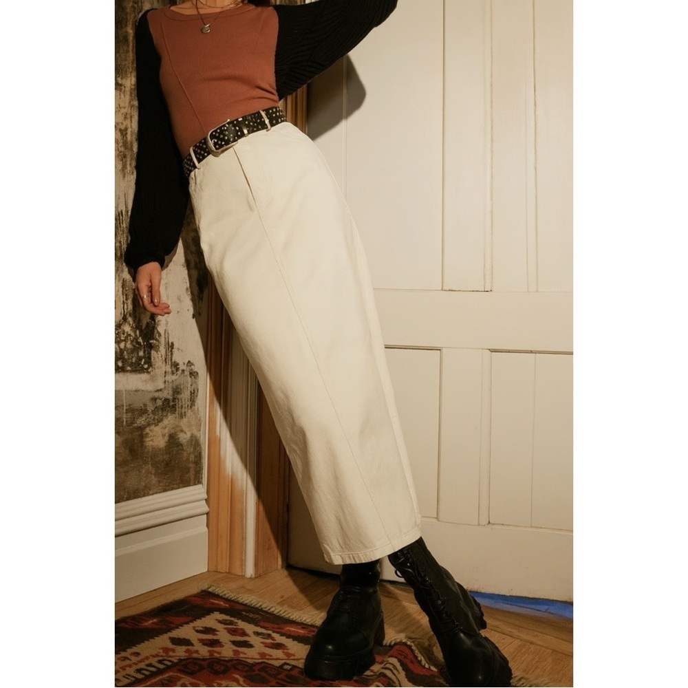 Free People City Slicker Faux Leather Split Back Maxi Skirt